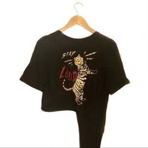 ZARA ✨ NWOT Stay Loud Cropped Tie Tee